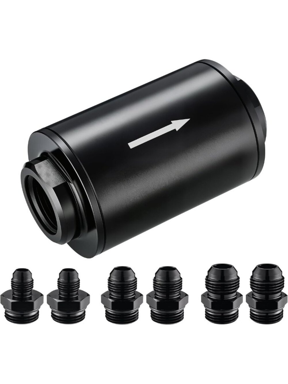 Universal Inline Fuel Filter 3.5" Length, 100 Micron with 6AN/8AN/10AN Adapters